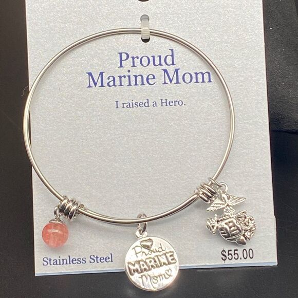 Stainless steel “Proud Marine Mom” bracelet by Belk Silverworks NWOC - Picture 3 of 6